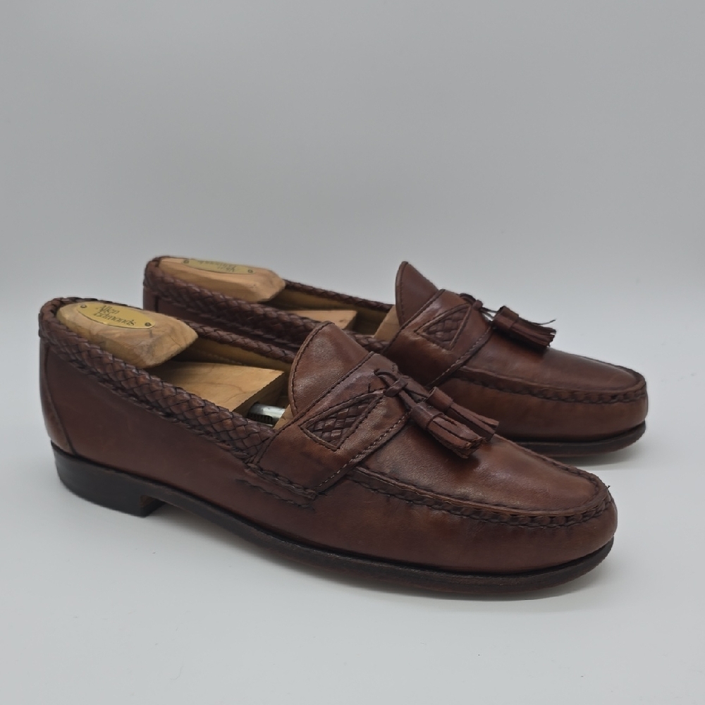 Allen Edmonds Chestnut Braided Tassel Leather Loafers